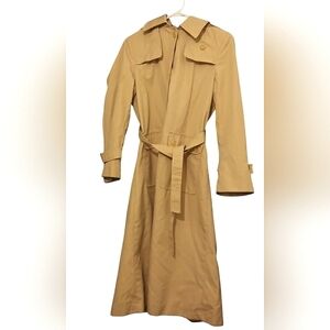Vintage Style Beige Hooded Trench Coat Size 7/8
